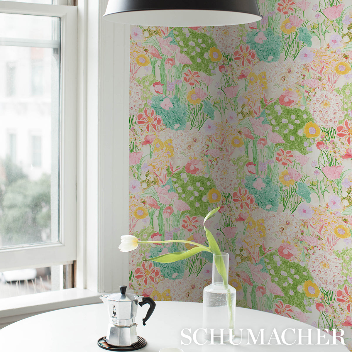 Schumacher Frank'S Garden Pink & Green Wallpaper 5016421