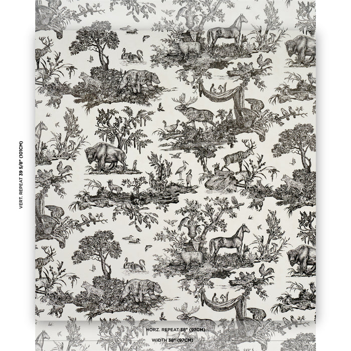 Schumacher Western Toile Carbon Wallpaper 5016440