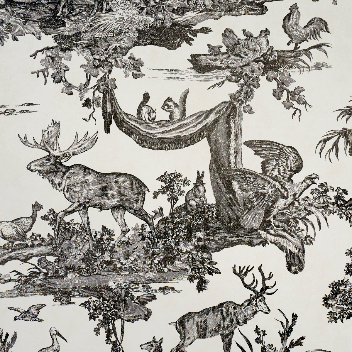 Schumacher Western Toile Carbon Wallpaper 5016440