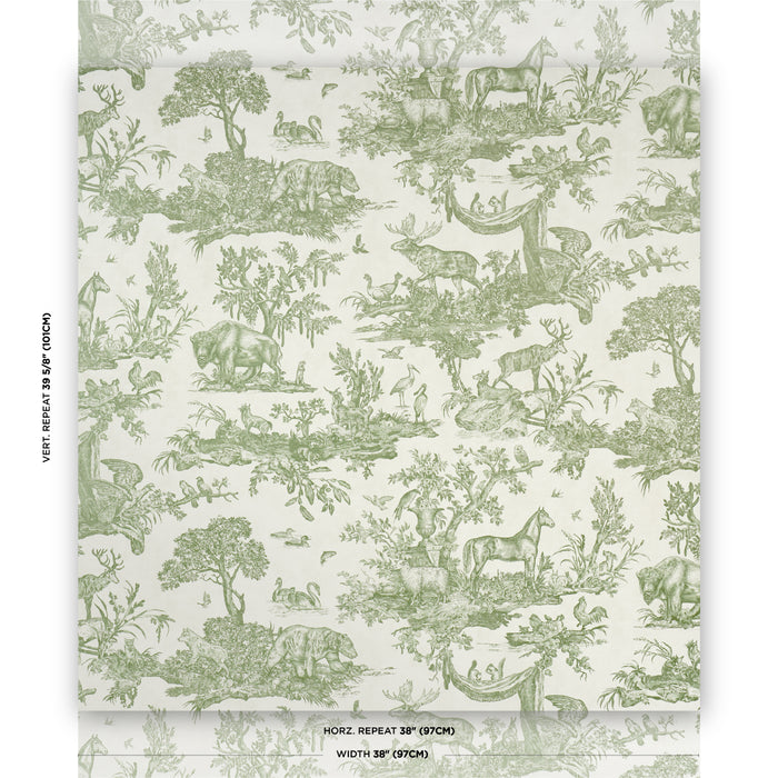 Schumacher Western Toile Olive Wallpaper 5016441