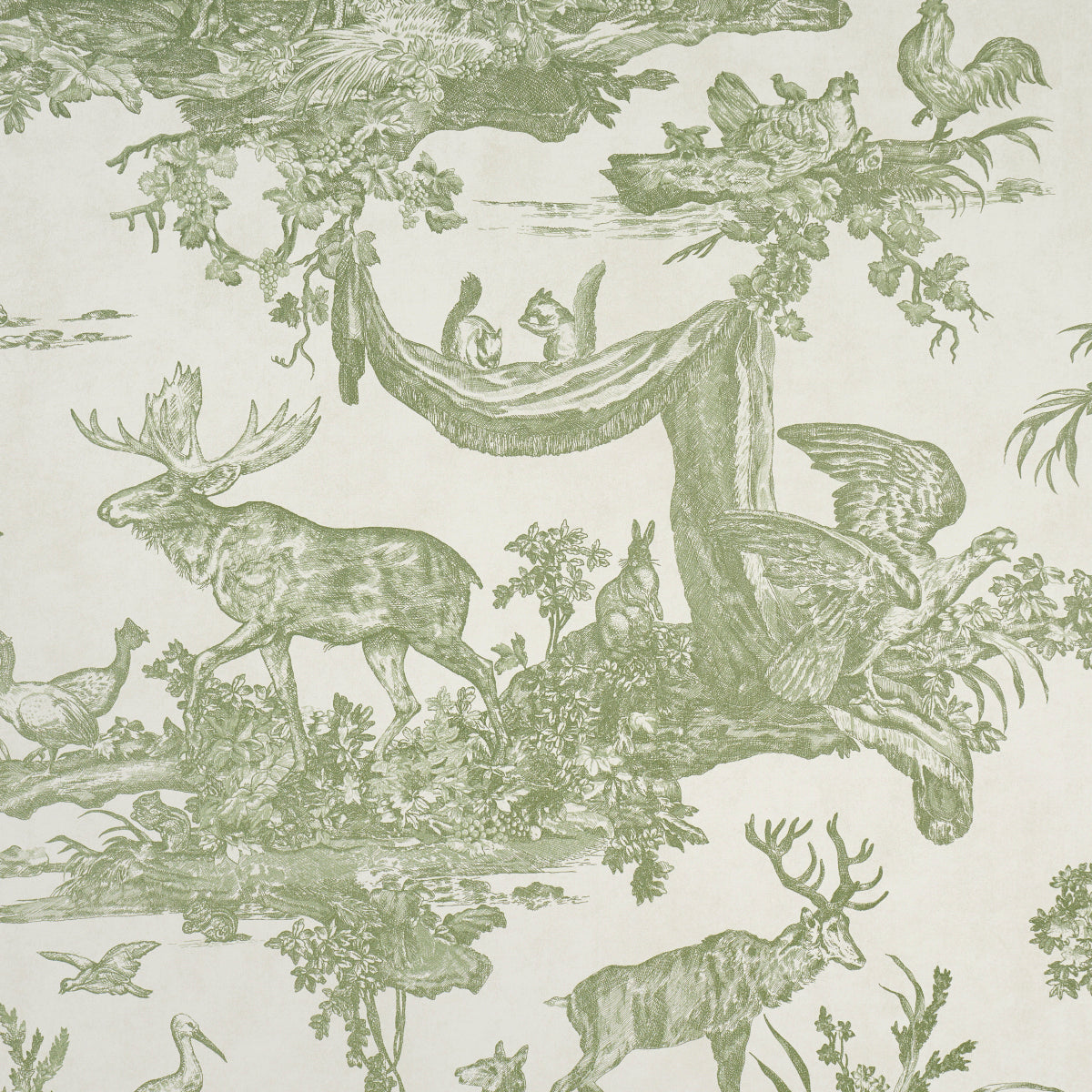 Schumacher Western Toile Olive Wallpaper 5016441