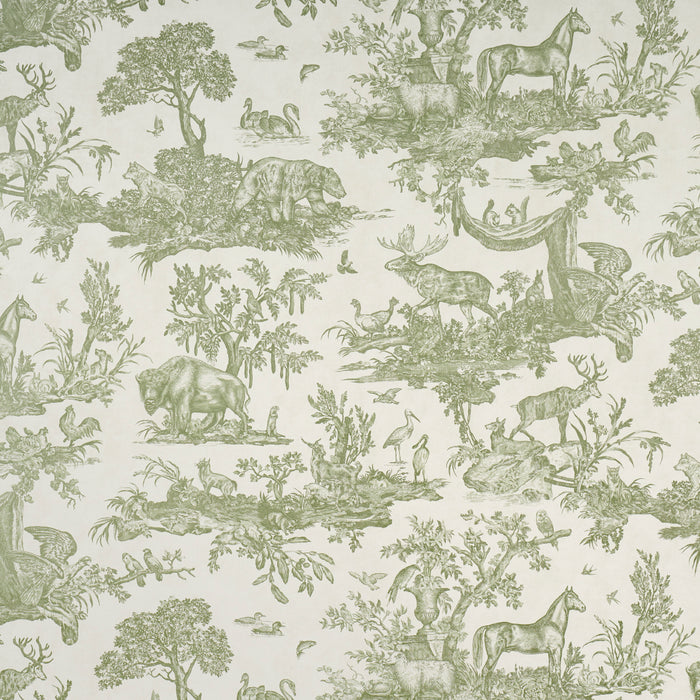 Schumacher Western Toile Olive Wallpaper Sample 5016441