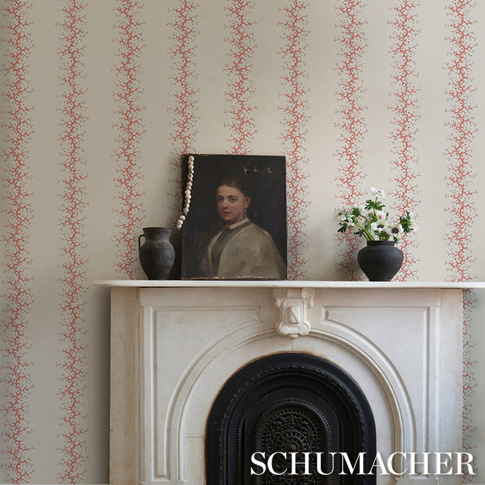 Schumacher Coral Stripe Coral Wallpaper 5016450