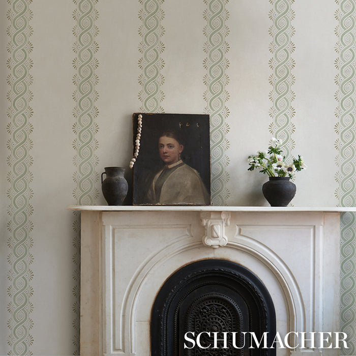 Schumacher Leonidis Stripe Green Wallpaper 5016461