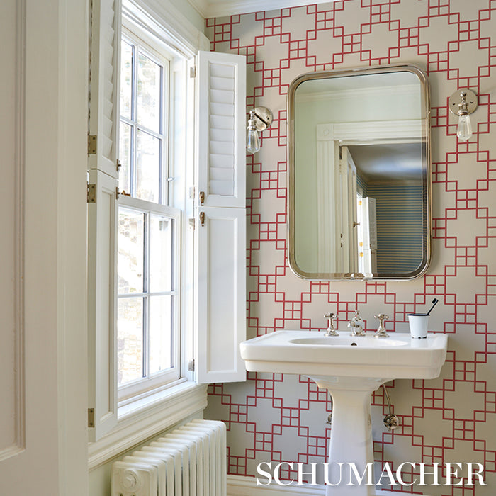 Schumacher Georgette Trellis Red Wallpaper 5016502