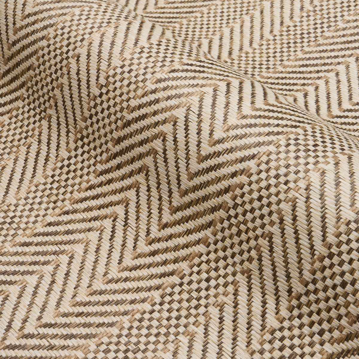 Schumacher Zig Zag Paperweave Flax Wallpaper 5016601