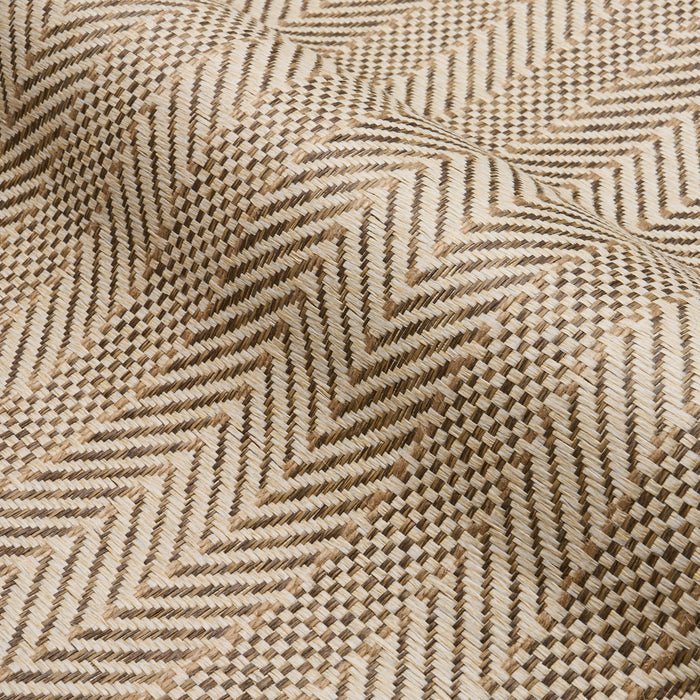 Schumacher Zig Zag Paperweave Flax Wallpaper Sample 5016601