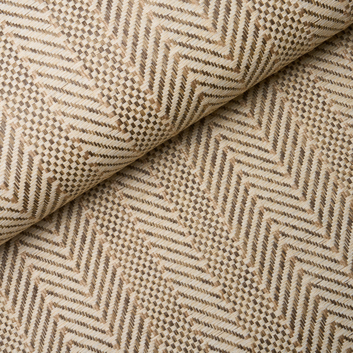 Schumacher Zig Zag Paperweave Flax Wallpaper 5016601