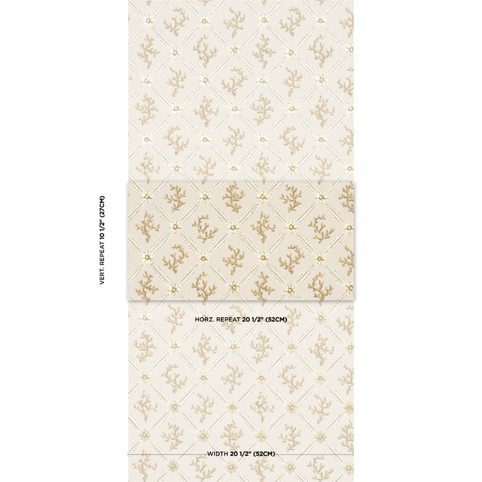 Schumacher Corail Leaf Trellis Champagne Wallpaper 5016640