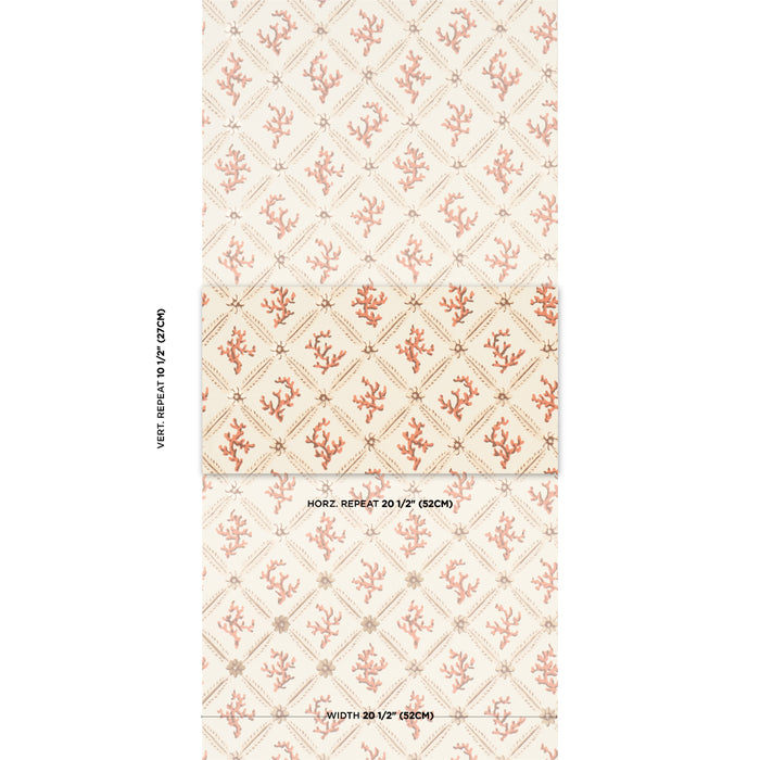 Schumacher Corail Leaf Trellis Coral Wallpaper 5016641