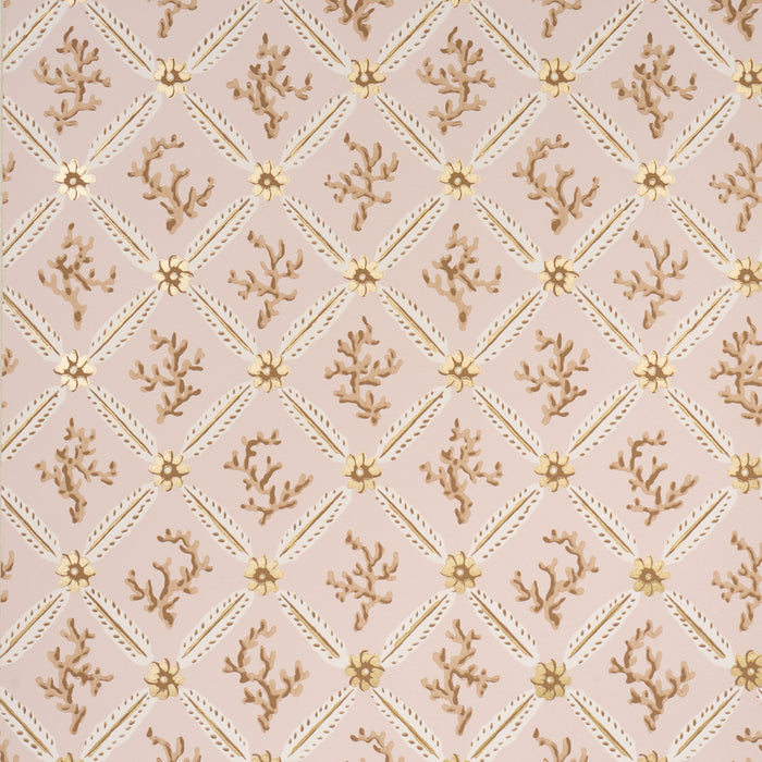 Schumacher Corail Leaf Trellis Blush Wallpaper 5016642