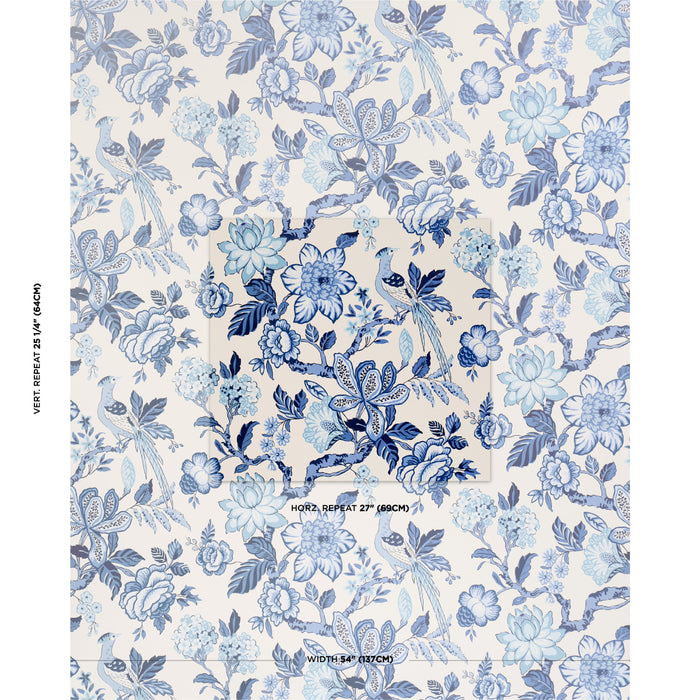 Schumacher Huntington Gardens Bleu Marine Wallpaper 5016660