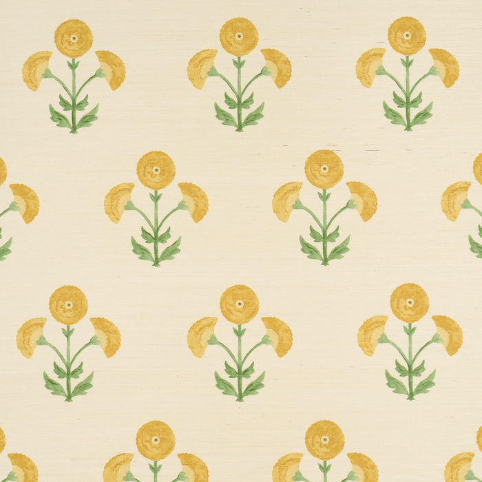 Schumacher Saranda Flower Sisal Marigold Wallpaper 5016670