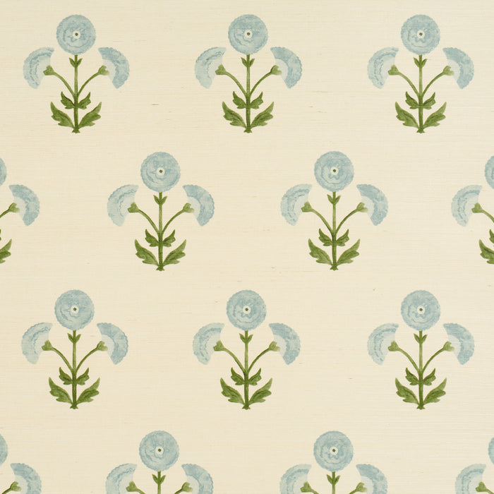 Schumacher Saranda Flower Sisal Sky Wallpaper Sample 5016671