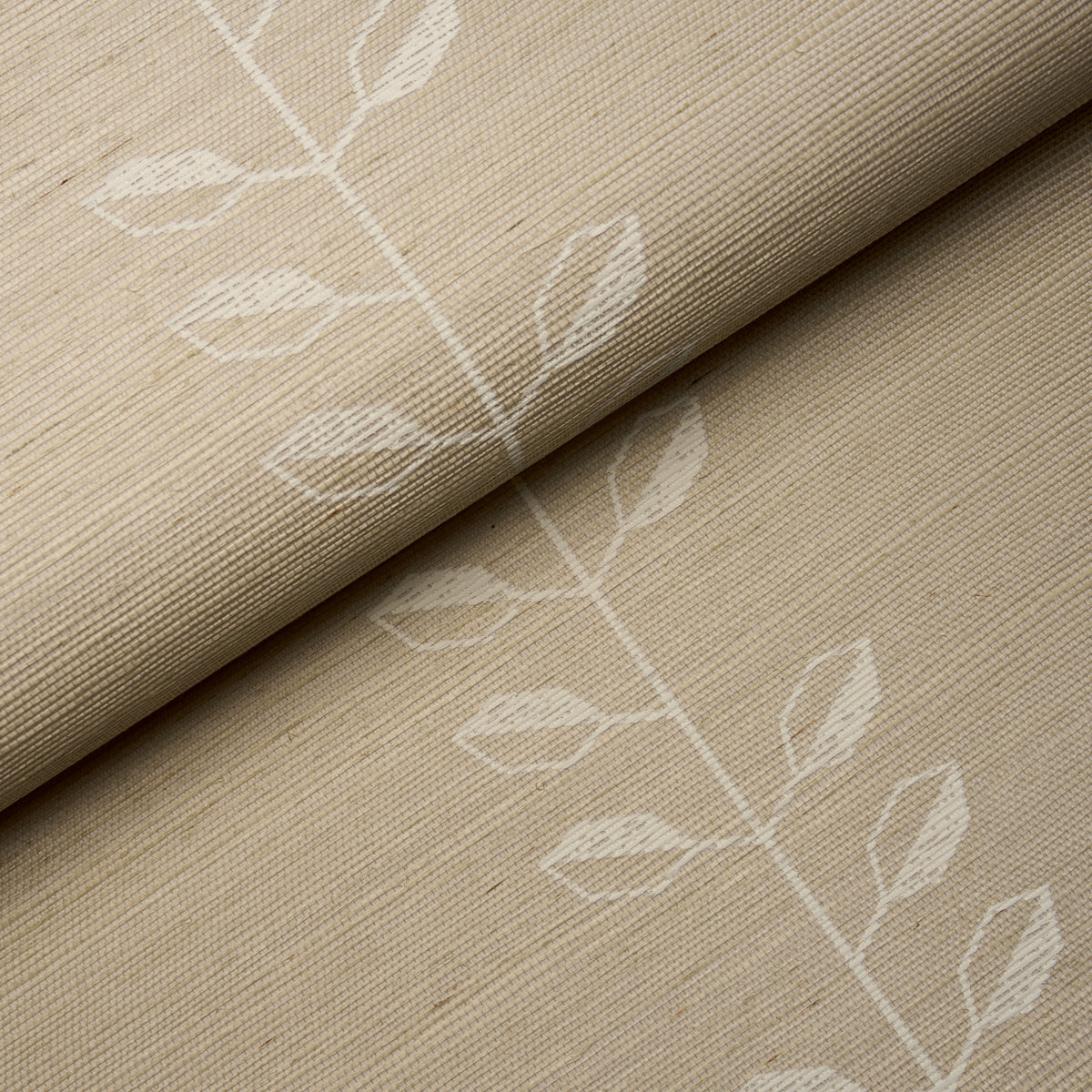 Schumacher Geo Leaf Sisal Bone & White Wallpaper Sample 5016700