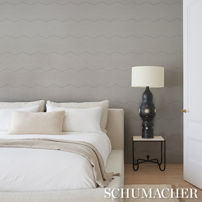 Schumacher Rivet Stripe Sisal Dove Wallpaper Sample 5016711