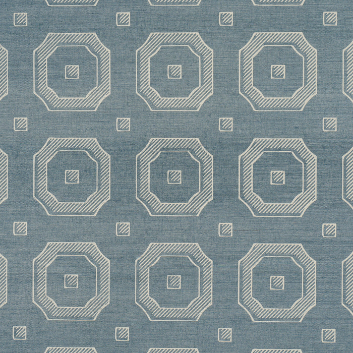 Schumacher Beveled Frame Sisal Denim Wallpaper 5016730