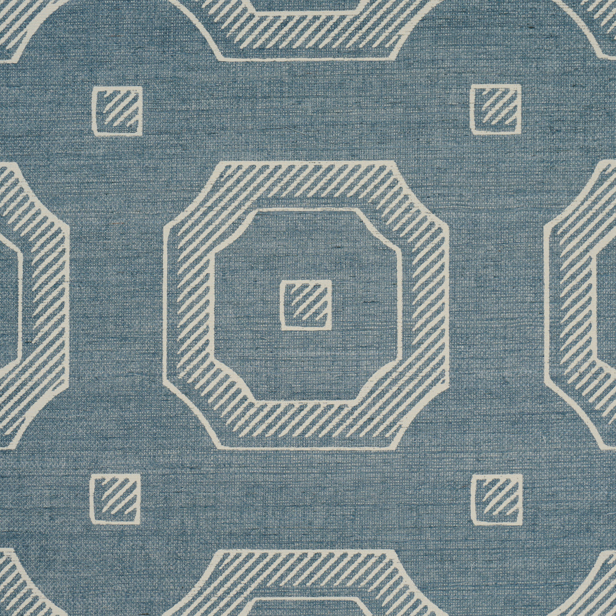 Schumacher Beveled Frame Sisal Denim Wallpaper 5016730