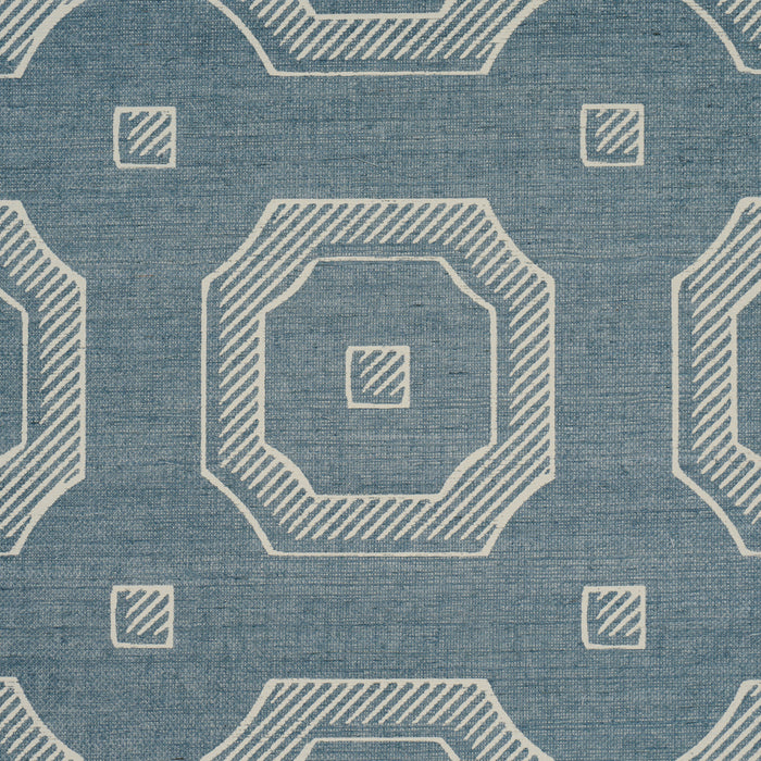 Schumacher Beveled Frame Sisal Denim Wallpaper 5016730