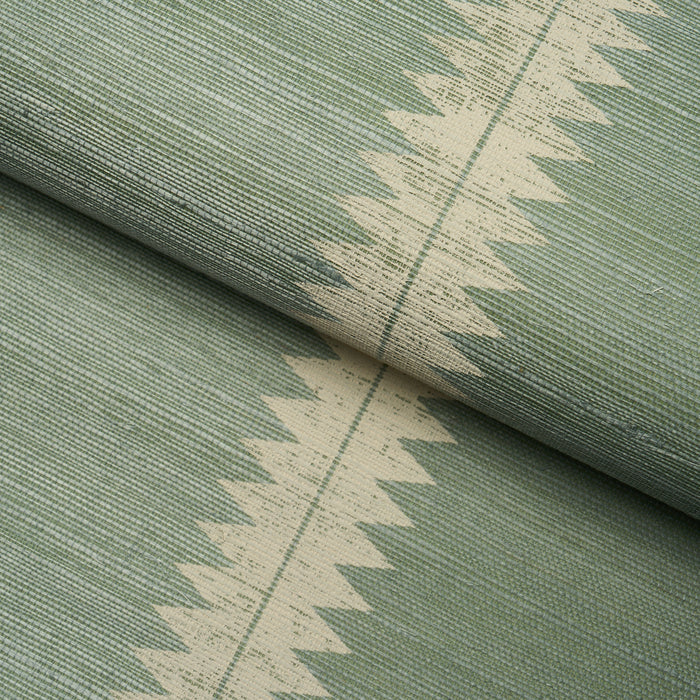 Schumacher Bristle Stripe Sisal Seaglass Wallpaper Sample 5016742