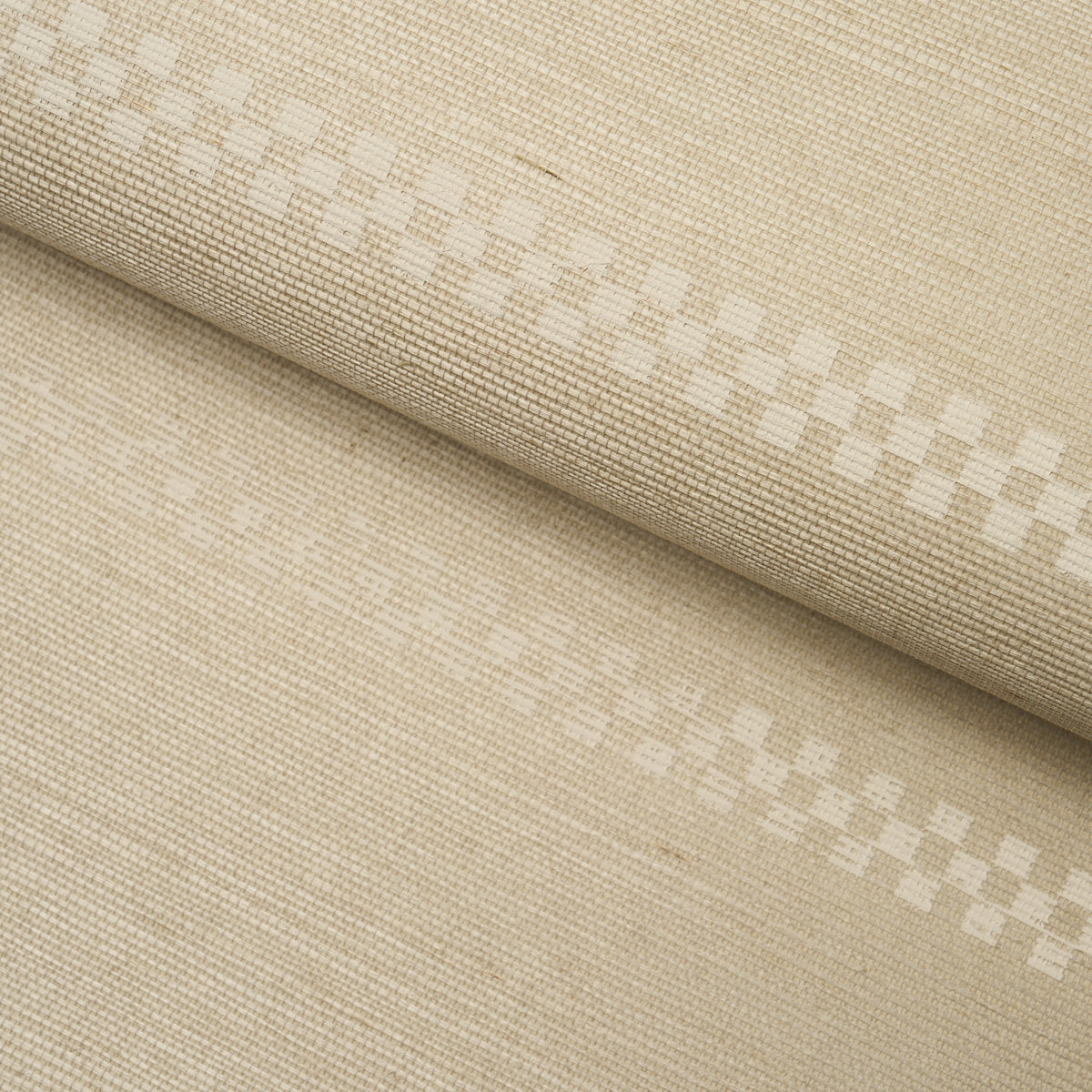 Schumacher Checkered Stripe Sisal Birch Wallpaper 5016751