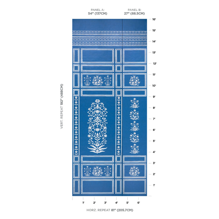 Schumacher Bar Palladio 2 Panel Set Blue Wallpaper 5016830