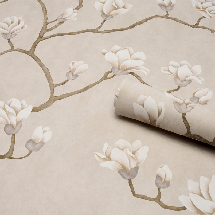 Schumacher Magnolia Tree Grisaille Wallpaper Sample 5016931