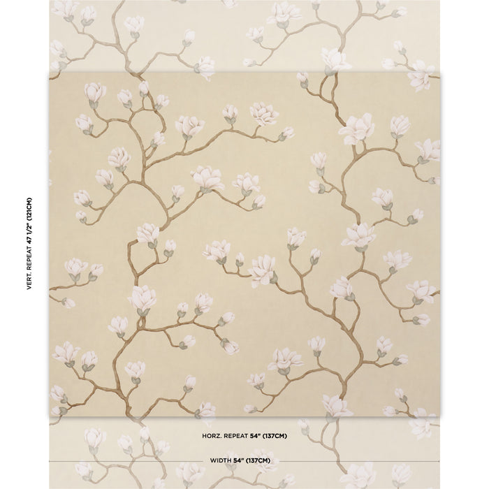 Schumacher Magnolia Tree Soft Gold Wallpaper Sample 5016932