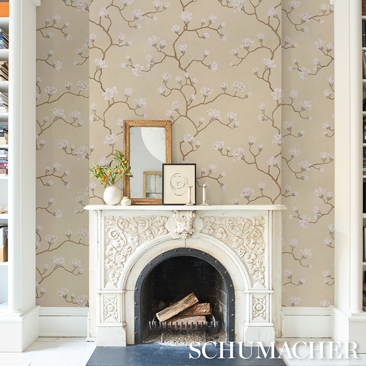 Schumacher Magnolia Tree Soft Gold Wallpaper Sample 5016932