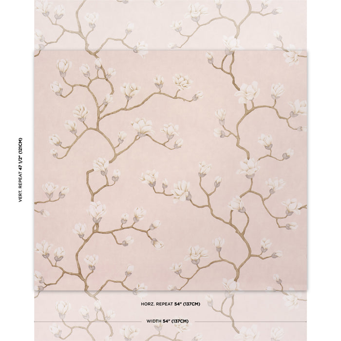 Schumacher Magnolia Tree Dusty Blush Wallpaper Sample 5016933