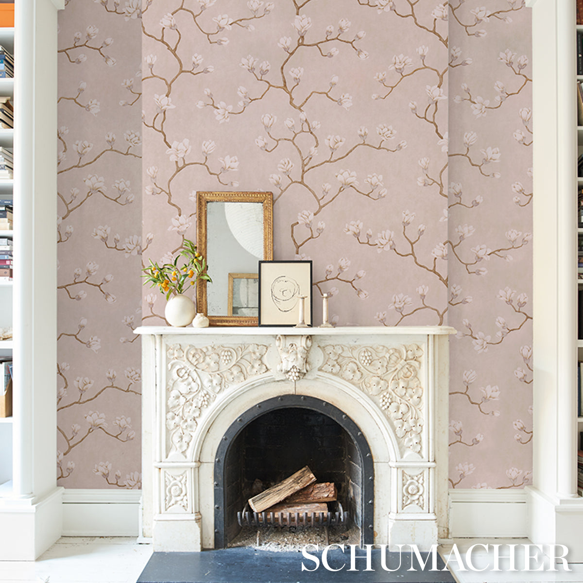 Schumacher Magnolia Tree Dusty Blush Wallpaper 5016933