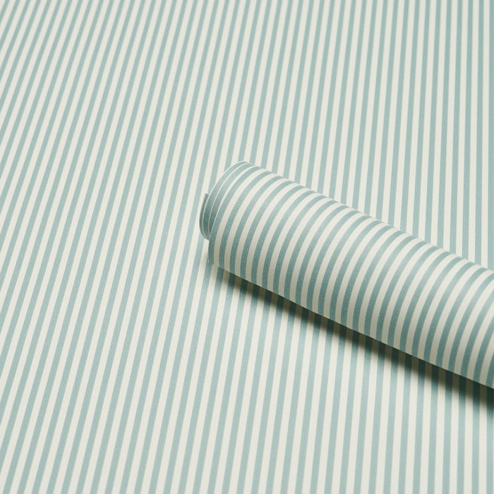 Schumacher Emma Stripe Narrow Aqua Wallpaper 5017194