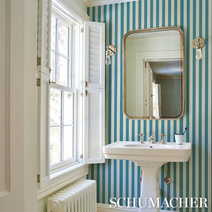 Schumacher Emma Stripe Azure Wallpaper 5017214