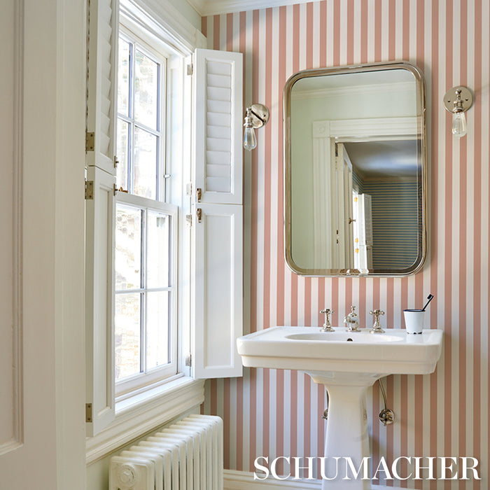 Schumacher Emma Stripe Coral Wallpaper 5017220