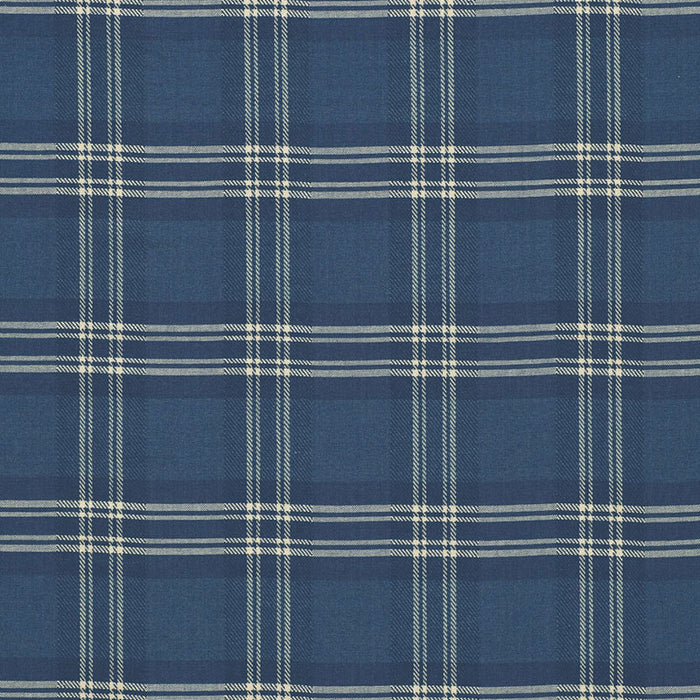 Schumacher Check Rustique Atlantic Blue Fabric Sample 50204