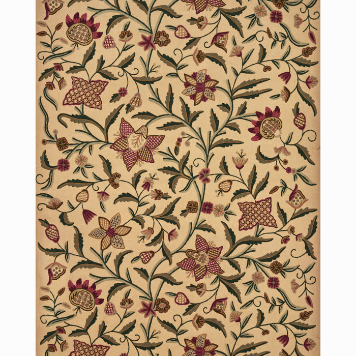 Schumacher Somerset Crewel Red/Green Fabric Sample 50470