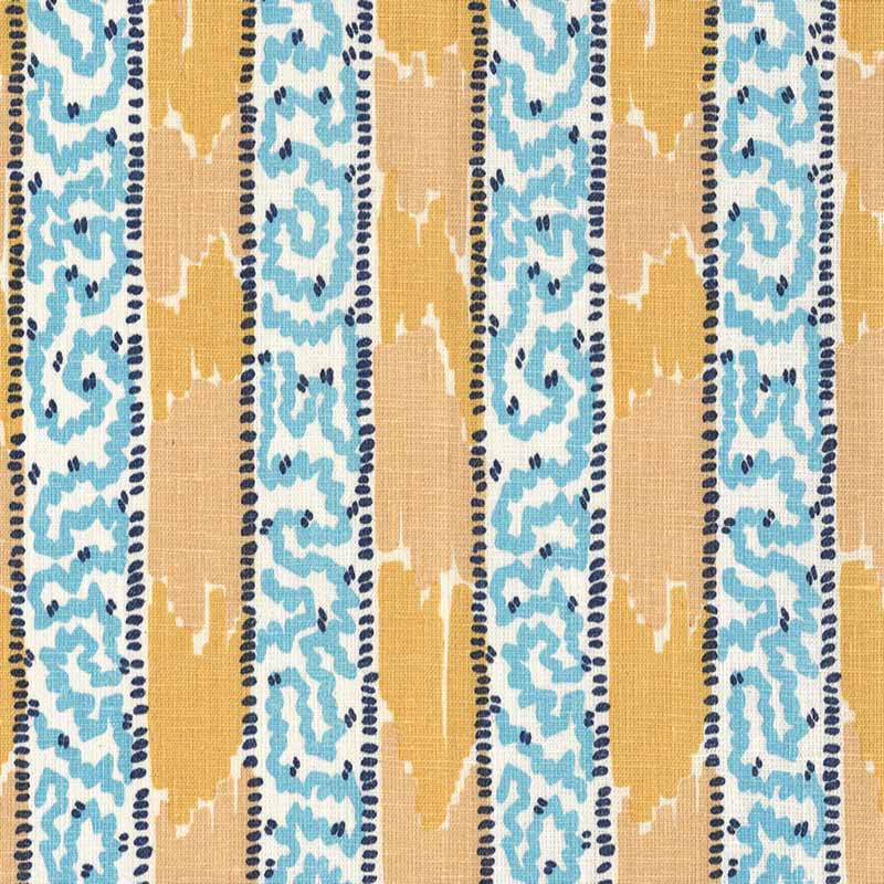 China Seas Bijou Stripe Yellow Blue Fabric 5060-04