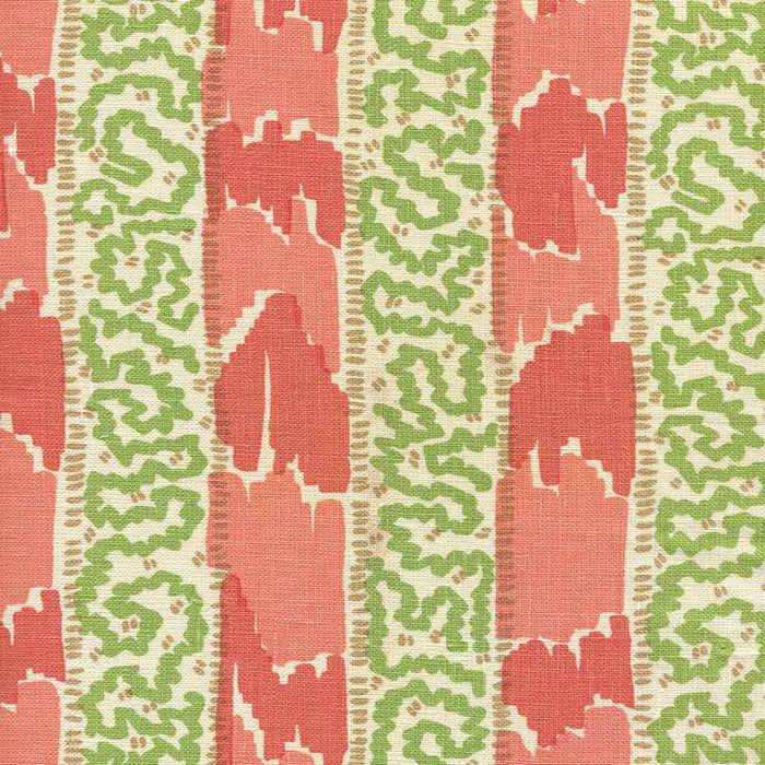 China Seas Bijou Stripe New Shrimp Greens Camel Fabric Sample 5060-06