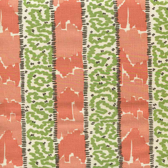 China Seas Bijou Stripe Melon Green Brown Fabric Sample 5060-07