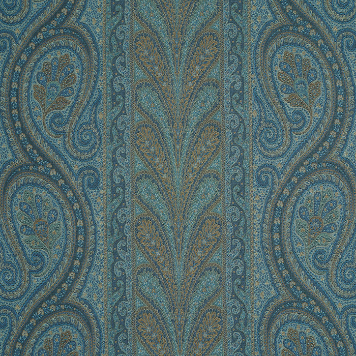 Schumacher Chatelaine Paisley Blue Fabric Sample 50774