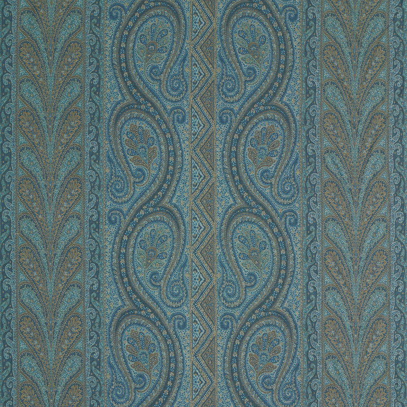 Schumacher Chatelaine Paisley Blue Fabric Sample 50774