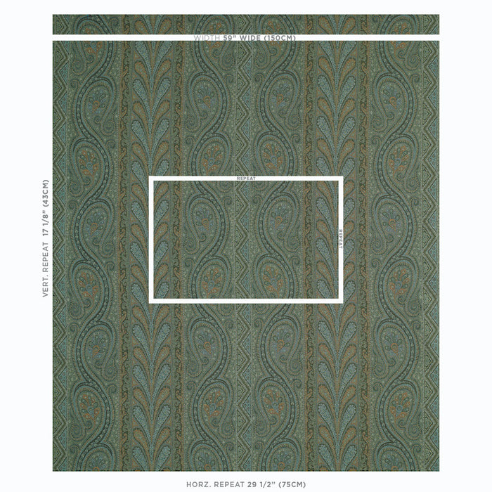 Schumacher Chatelaine Paisley Jade Fabric Sample 50776