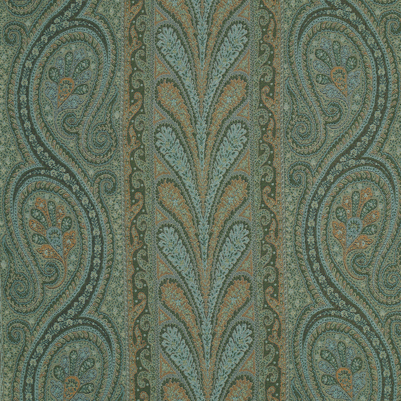 Schumacher Chatelaine Paisley Jade Fabric Sample 50776