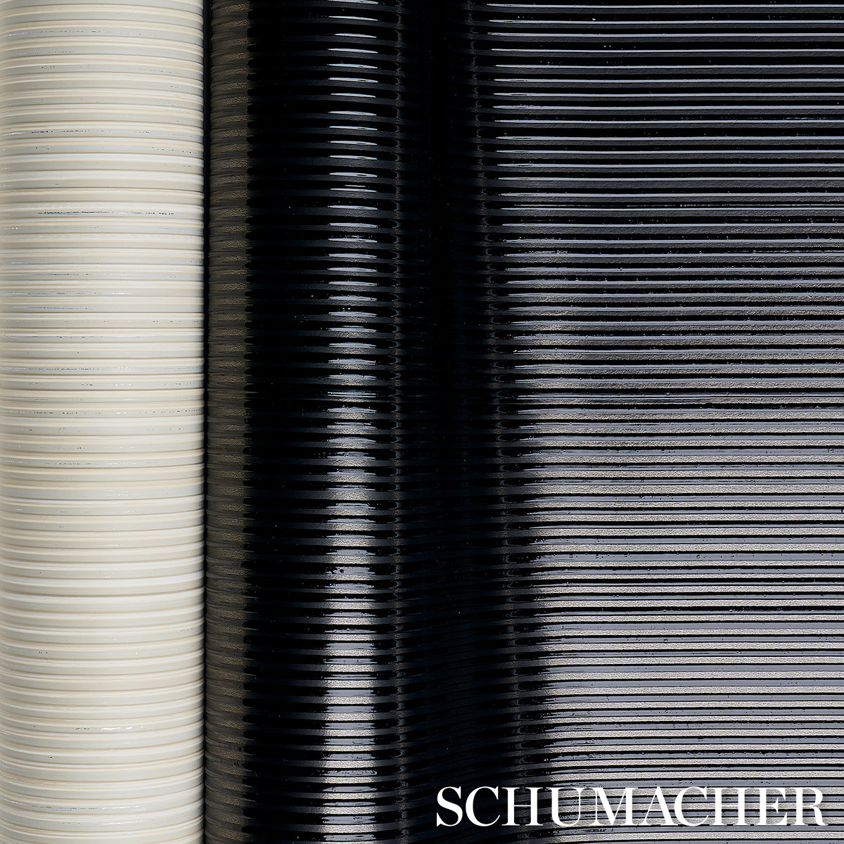 Schumacher Rimini Rib Onyx Wallpaper 529910