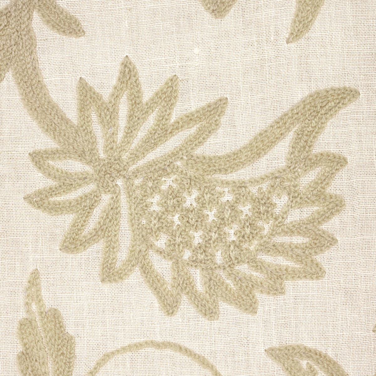 Schumacher Amagansett Linen Crewel Ecru Fabric 54191