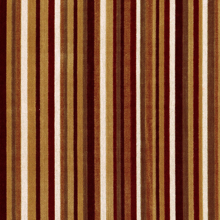 Schumacher Syncopated Velvet Stripe Bronze / Wine Fabric 55322