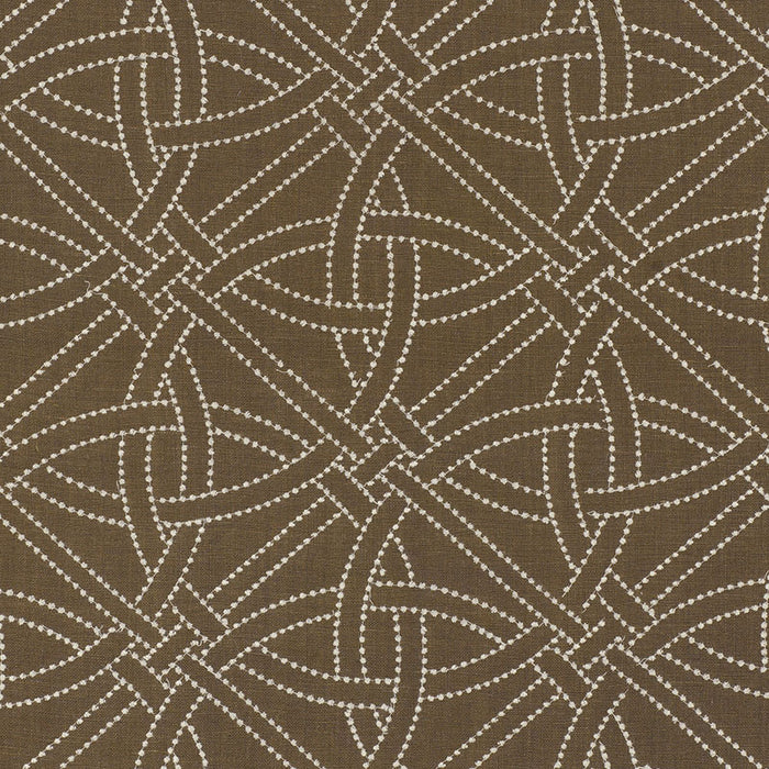 Schumacher Durance Embroidery Truffle Fabric 55691