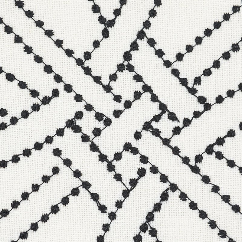 Schumacher Durance Embroidery Black & White Fabric 55695