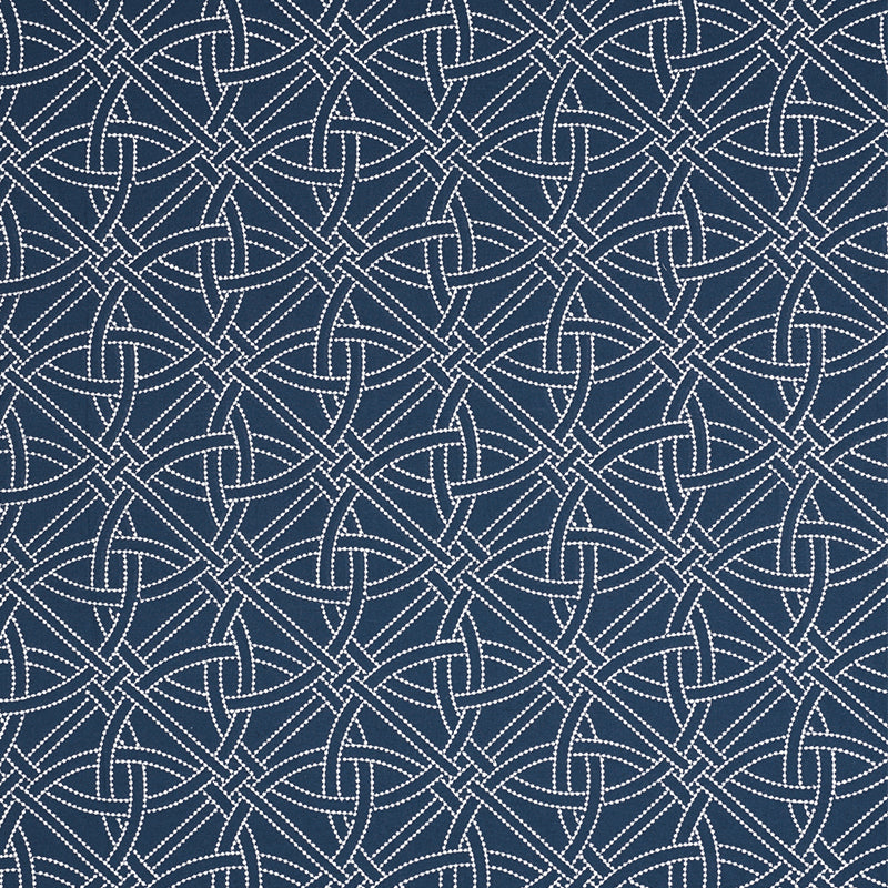 Schumacher Durance Embroidery Navy Fabric Sample 55696