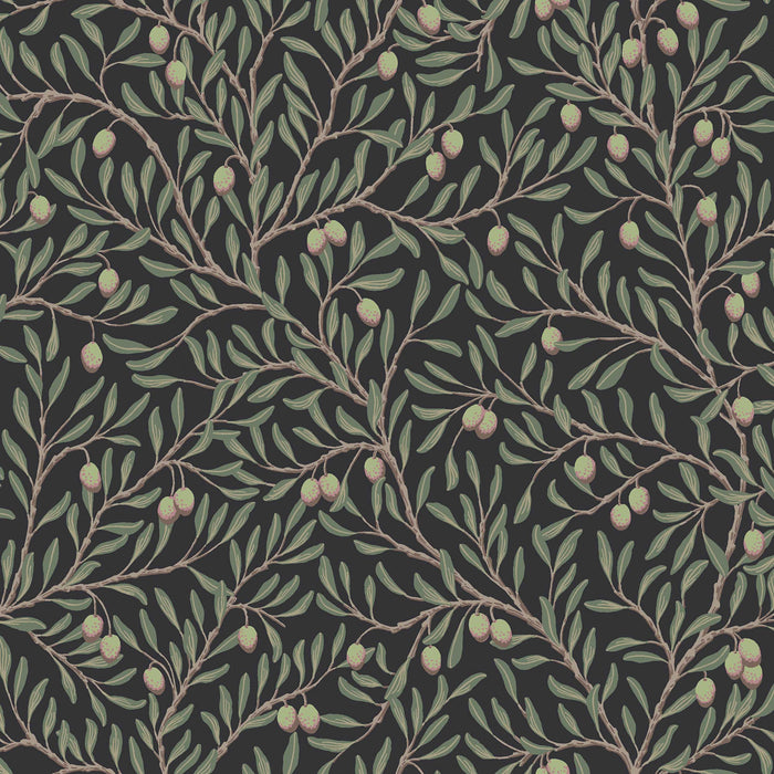 Schumacher Olivtrad Spruce And Midnight Wallpaper Sample 5706